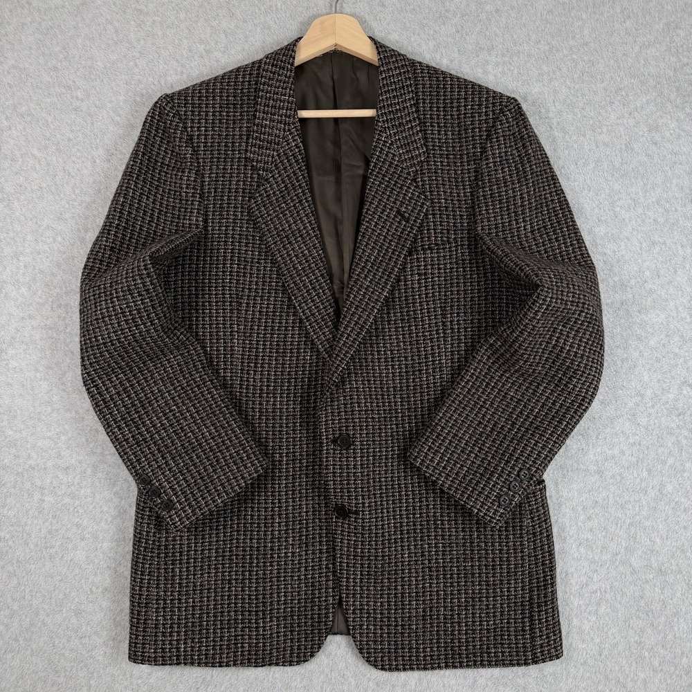 MANI By Giorgio Armani Tweed Blazer Mens 42 Brown Pure Virgin Wool Italy 80s VTG